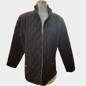 Lands’ End Black Quilted Jacket Women’s M 10-12 Zip Front Lightweight Coat